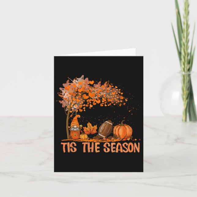 Tis The Season Pumpkin Spice Footll Fall Leaves Au Card (Front)