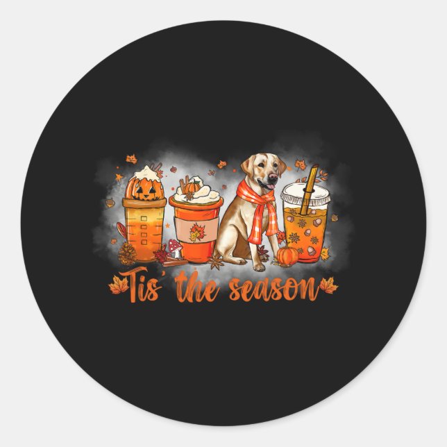 Tis The Season Pumpkin Spice Latte Golden Hallowee Classic Round Sticker (Front)