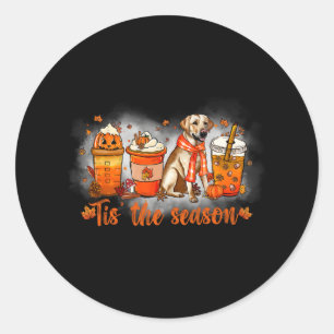 Tis The Season Pumpkin Spice Latte Golden Hallowee Classic Round Sticker