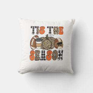 Tis The Season Pumpkin Thanksgiving Football Funny Cushion