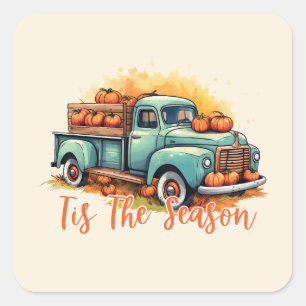 'Tis The Season Pumpkin Truck Square Sticker