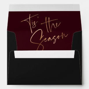 Tis the Season Quote Black Red Minimal Christmas Envelope