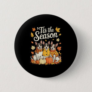 Tis The Season Rat Terrier Fall Autumn Pumpkin Dog 6 Cm Round Badge