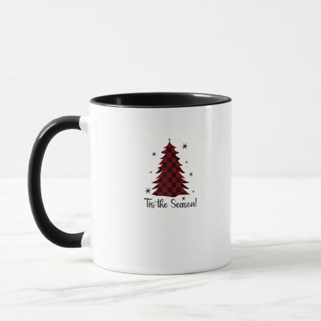 Tis The Season Red Plaid Christmas Tree Mug (Left)