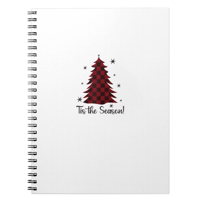 Tis The Season Red Plaid Christmas Tree Notebook (Front)