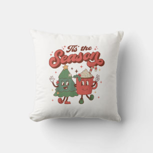 Tis The Season Retro Christmas 70s 80s Vintage Gro Cushion