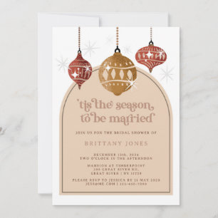 Tis the season Retro Christmas Bridal Shower Invitation