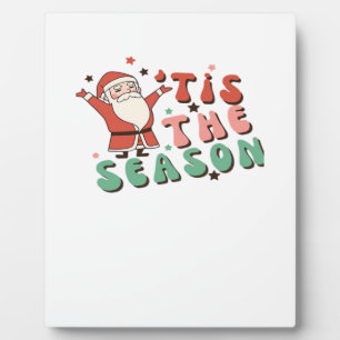 Tis The Season Retro Christmas Santa Plaque