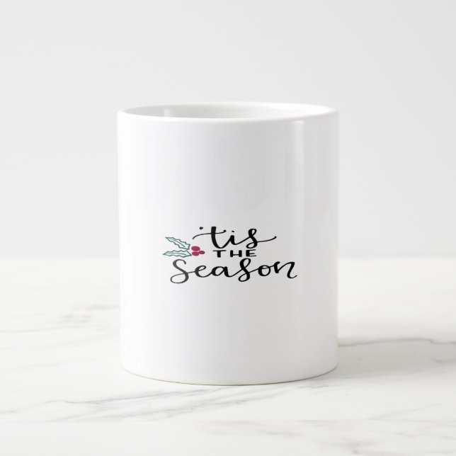 Tis The Season Retro Classic Design Large Coffee Mug (Front)