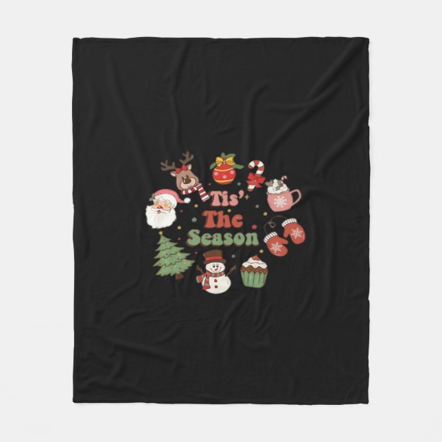 Tis The Season Retro Classic Fleece Blanket (Front)