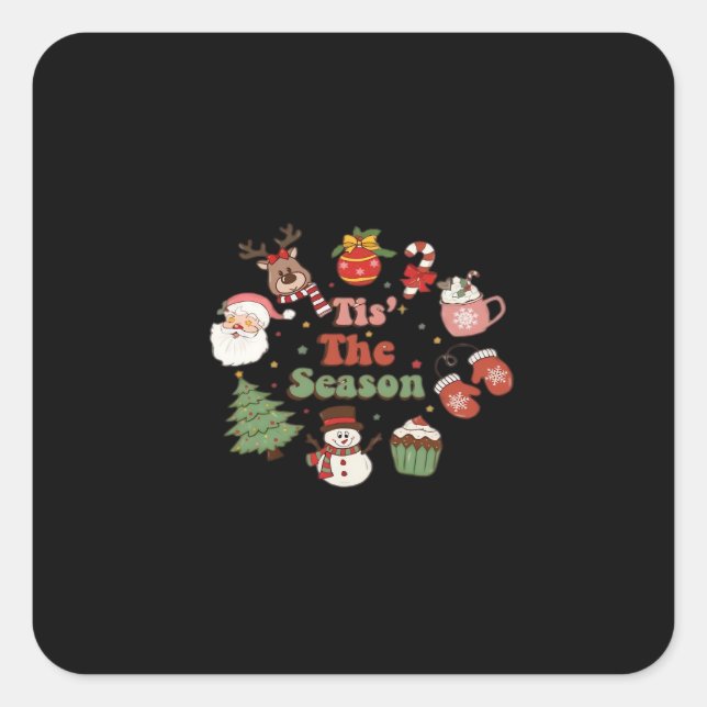 Tis The Season Retro Classic Square Sticker (Front)