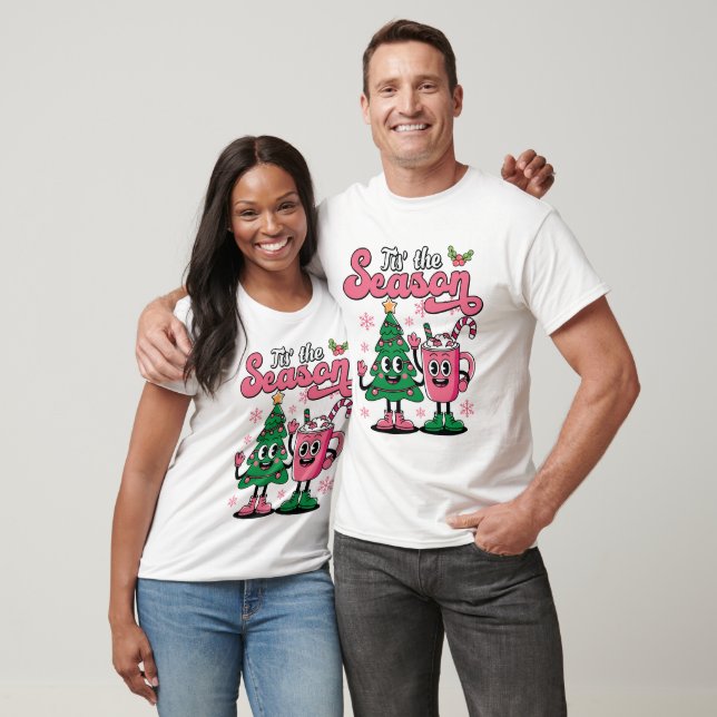 Tis The Season Retro Groovy Christmas Family Match T-Shirt (Unisex)