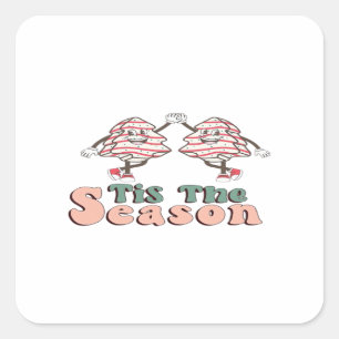 Tis The Season Retro Groovy Christmas Vintage Chri Square Sticker