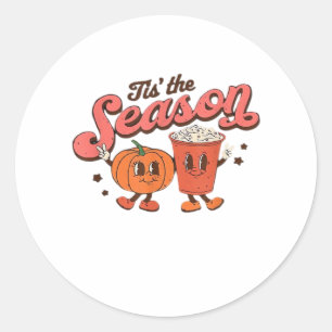 Tis The Season Retro Halloween Fall Party Vintage Classic Round Sticker
