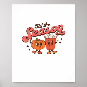 Tis The Season Retro Halloween Fall Party Vintage Poster
