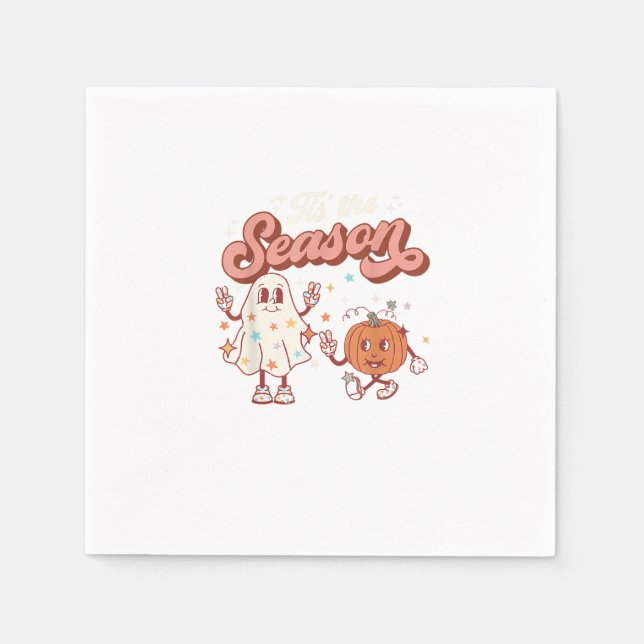Tis The Season Retro Halloween Party Funny Graphic Napkin (Front)