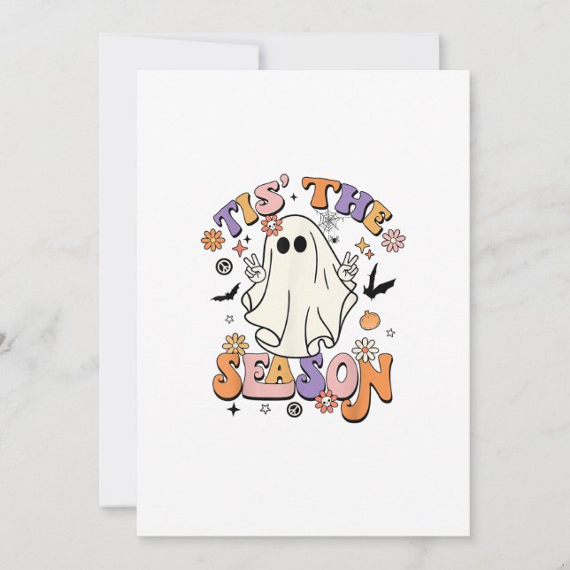Tis The Season Retro Halloween Party Funny Minimal Holiday Card (Front)