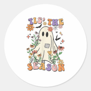 Tis The Season Retro Halloween Party Funny Trendy Classic Round Sticker