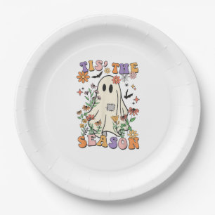 Tis The Season Retro Halloween Party Funny Trendy Paper Plate