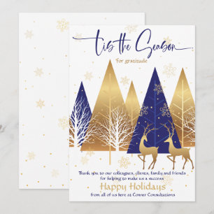 'Tis the Season Royal Blue Gold Business Xmas Invitation
