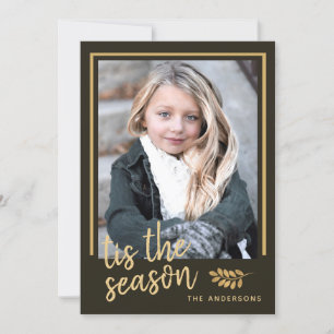 Tis The Season Rustic Holiday Photo Flat Card