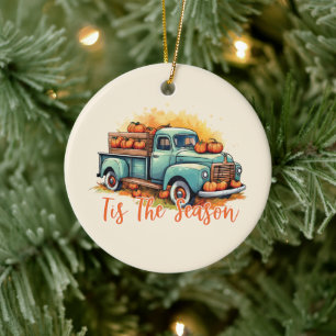 'Tis The Season – Rustic Truck with Pumpkins Ceramic Tree Decoration