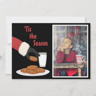 "Tis the Season Santa and Cookies Photo Christmas Holiday Card