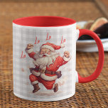 'Tis The Season Santa Christmas Personalised Name Mug<br><div class="desc">'Tis The Season Santa Christmas Personalised Name Holiday Coffee Mug features the text "'Tis the season to be jolly" in modern red calligraphy with your personalised name on a plaid background with a jolly Santa. Perfect for Christmas gifts, Christmas parties and holiday celebrations, birthdays and more. Created by Evco Studio...</div>