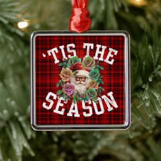 tis the season santa claus flower floral holiday metal tree decoration