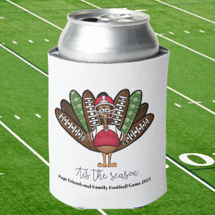 Tis the Season Script Thanksgiving Football Turkey Can Cooler