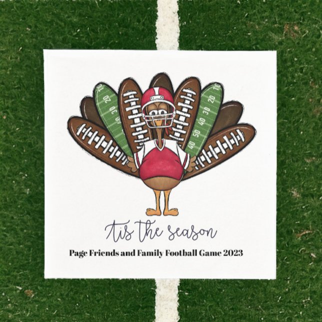 Tis the Season Script Thanksgiving Football Turkey Napkin (Creator Uploaded)