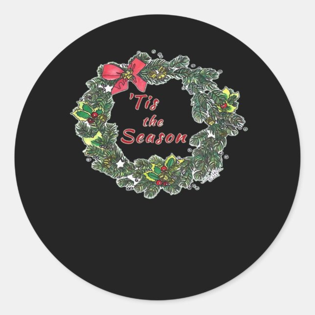 Tis The Season Shadowed Classic Round Sticker (Front)