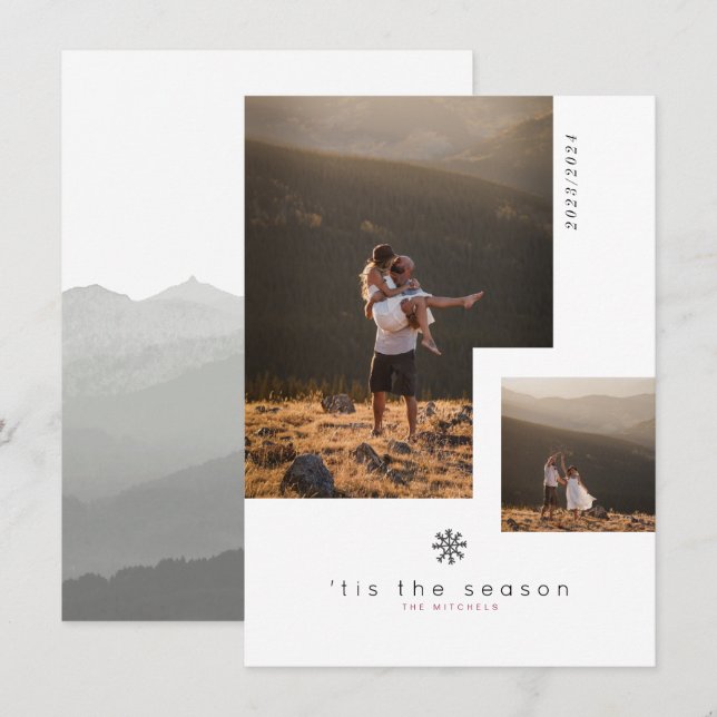 Tis the Season Snowflake | Multi Photo Holiday Invitation (Front/Back)