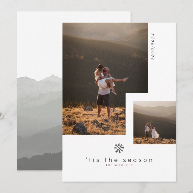 Tis the Season Snowflake | Multi Photo Holiday Invitation (Front/Back)