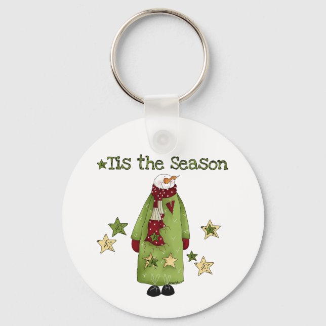 Tis the Season Snowman T-shirts and Gifts Key Ring (Front)