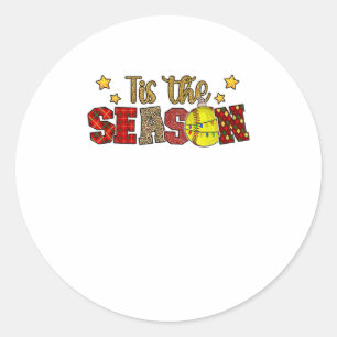 Tis The Season Softball Christmas Softball Player Classic Round Sticker