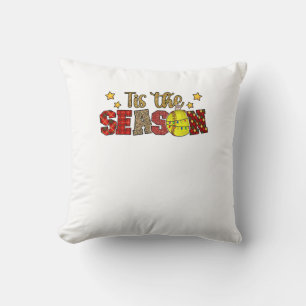 Tis The Season Softball Christmas Softball Player  Cushion