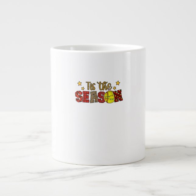 Tis The Season Softball Christmas Softball Player  Large Coffee Mug (Front)