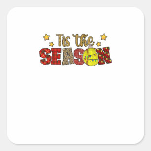 Tis The Season Softball Christmas Softball Player  Square Sticker