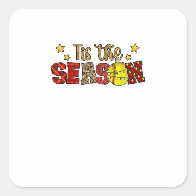 Tis The Season Softball Christmas Softball Player  Square Sticker (Front)