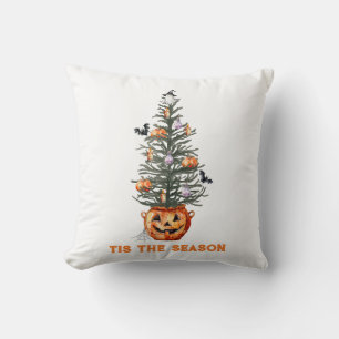 Tis The Season Spooky Halloween Tree  Cushion