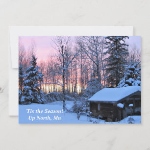 'Tis the Season Sunset Cottage  Winter Holidays Holiday Card