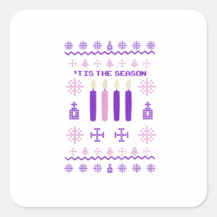 Tis The Season Sweater Christmas Xmas Catholic Square Sticker