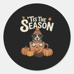 Tis The Season Swissy Dog Fall Coffee Autumn Pumpk Classic Round Sticker