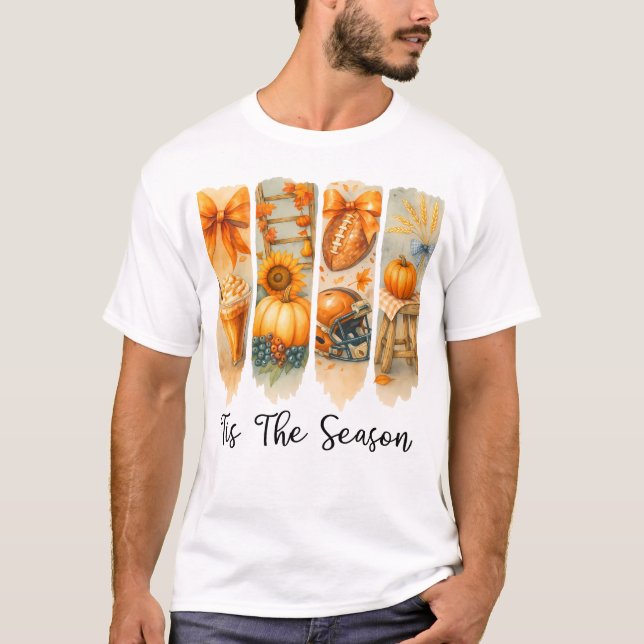 Tis The Season Thanksgiving Fall Autumn Pumpkin T-Shirt (Front)