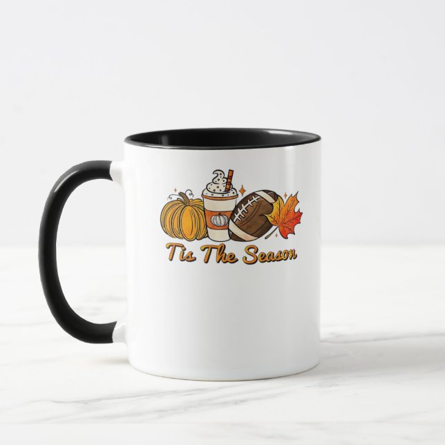 Tis The Season Thanksgiving Leaf Spice Football Fa Mug (Left)