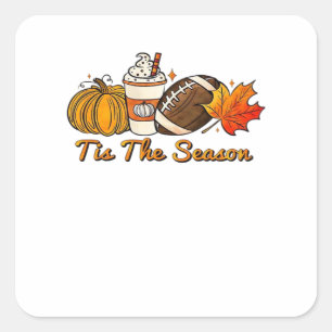 Tis The Season Thanksgiving Leaf Spice Football Fa Square Sticker