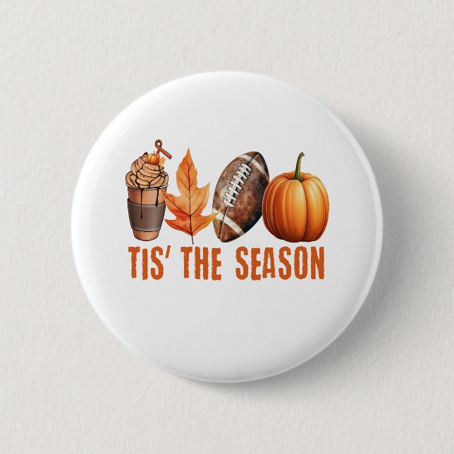 Tis The Season Thanksgiving Pumpkin 6 Cm Round Badge (Front)