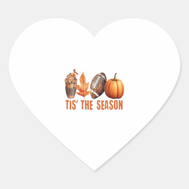 Tis The Season Thanksgiving Pumpkin Heart Sticker (Front)