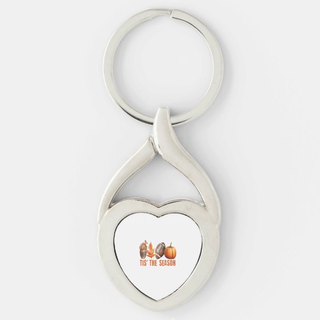Tis The Season Thanksgiving Pumpkin Key Ring (Front)